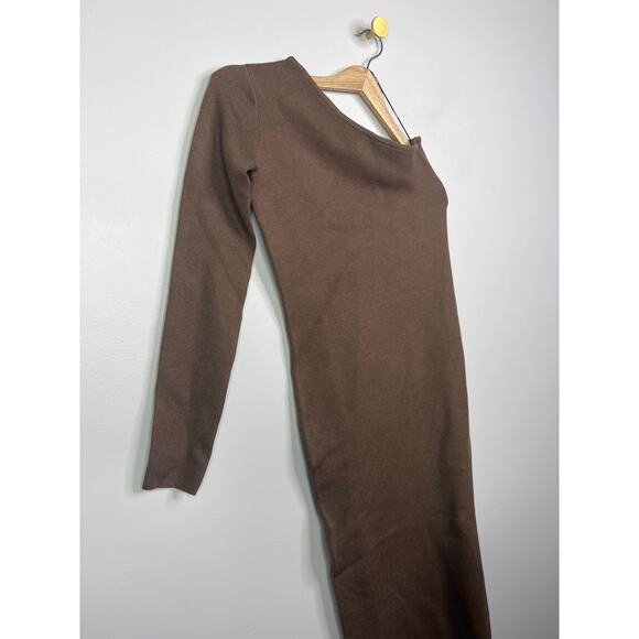 NEW Monrow Super Soft One Shoulder Midi Dress Women's Dusty Cocoa Size: XS - Picture 4 of 9